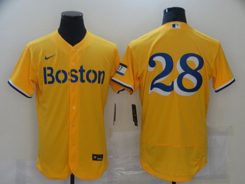 Men Boston Red Sox 28 No name Yellow Elite 2021 Nike MLB Jerseys